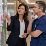 Healthcare time to fill benchmarks: a hospital administrator reviewing a hiring timeline with open requisitions